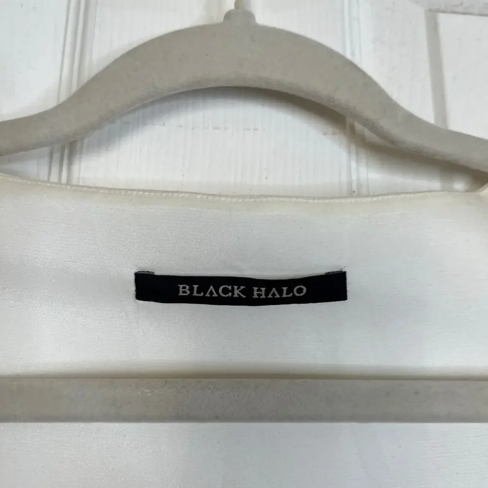 BLACK HALO Cream Sheath Dress Front Zipper Square Neck Office Party Size 4 - Picture 4 of 7